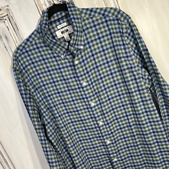 Men’s Joseph Abboud Blue and Green Plaid Button Down Shirt - Picture 2 of 9